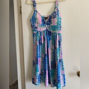 Allison Brittney Blue and Pink Maxi Dress